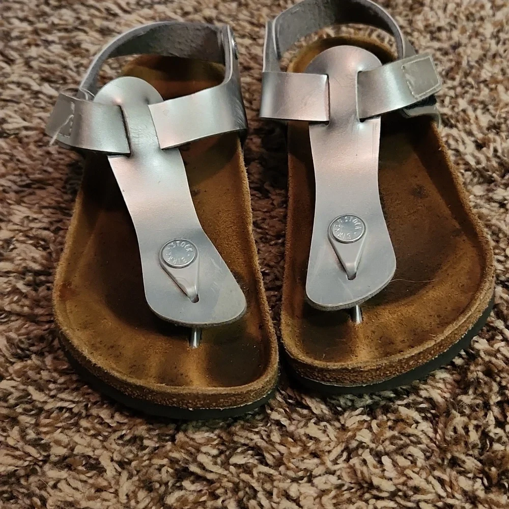 Birkenstock Papillio silver platform sandals 32